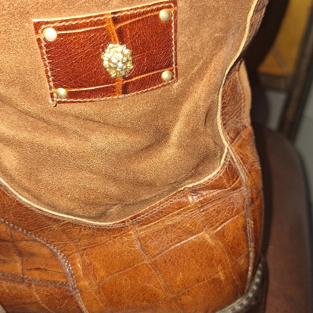 Vittorio Men's Tan Leather Crocodile-Embossed Italian Boots.sz11 - Picture 3 of 6